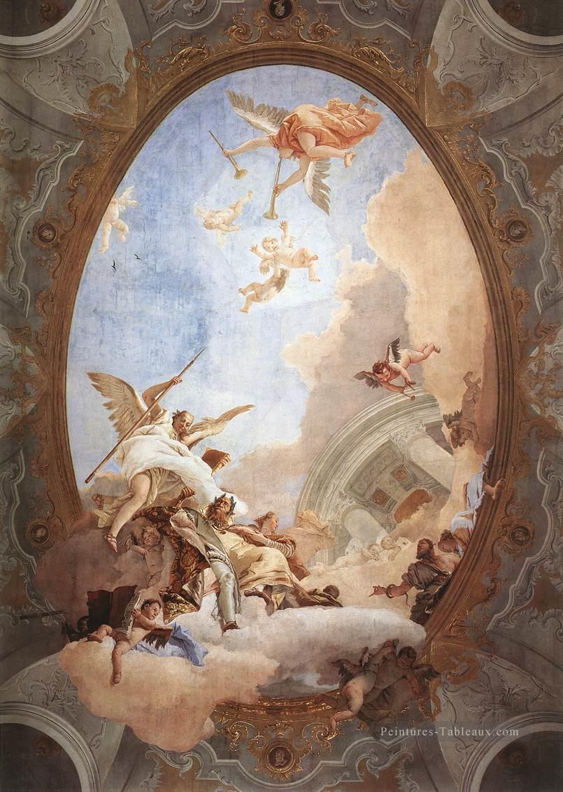 Allégorie du Mérite Accompagnée de Noblesse et de Vertu Giovanni Battista Tiepolo Peintures à l'huile